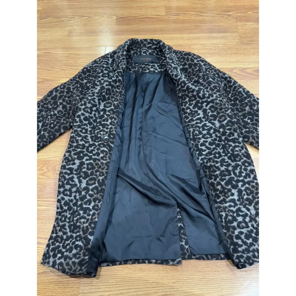 COACH Classic Wool Blend Cocoon Coat Double Breasted Oversized 3/4 Sleeve XS